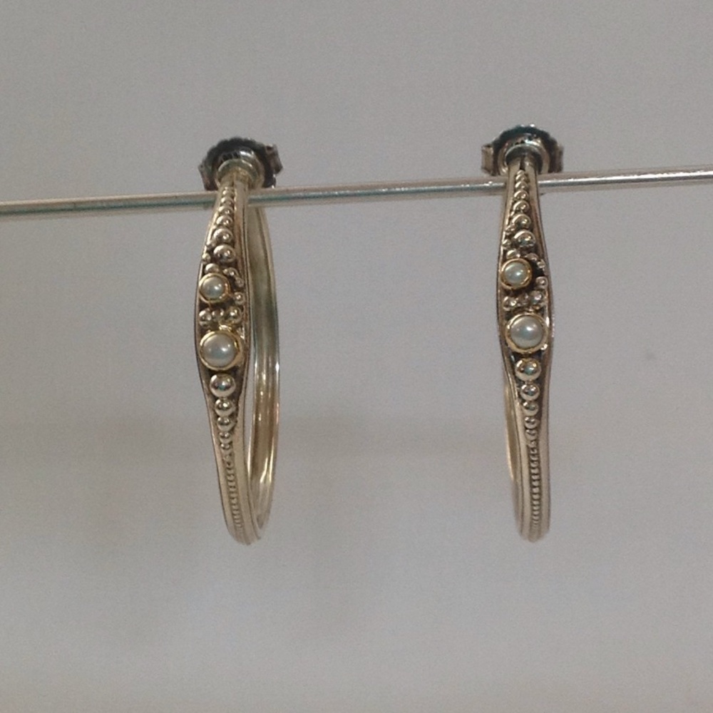 Konstantino Silver Gold and Pearl Earrings